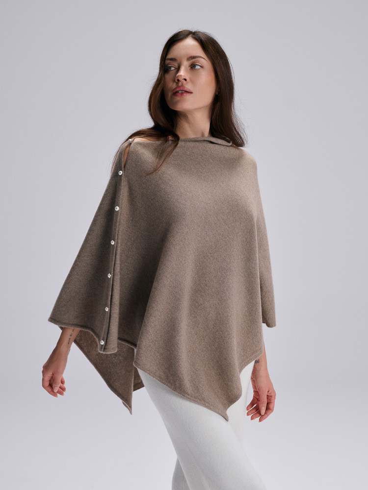 PONCHO AUS KASCHMIR MIT KNOPFVERSCHLUSS
