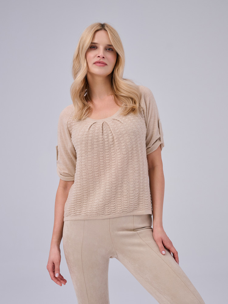 BLUSE AUS 100% KASCHMIR MIT VERSTELLBARER ÄRMELLÄNGE