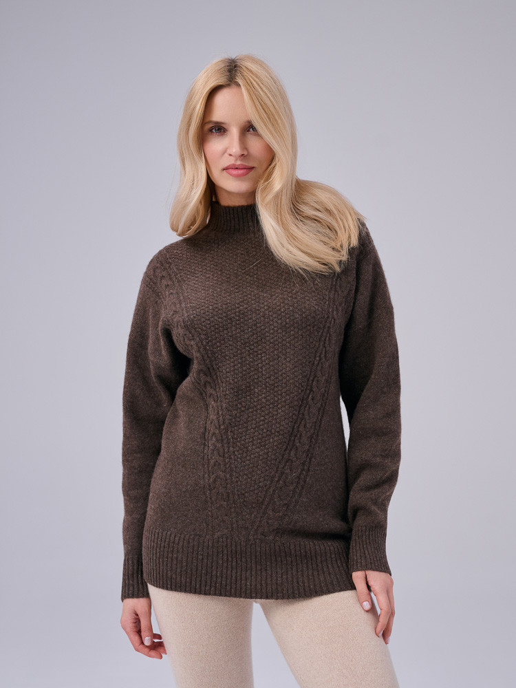 DAMEN-PULLOVER AUS SCHAFWOLLE MIT FLECHTMOTIV