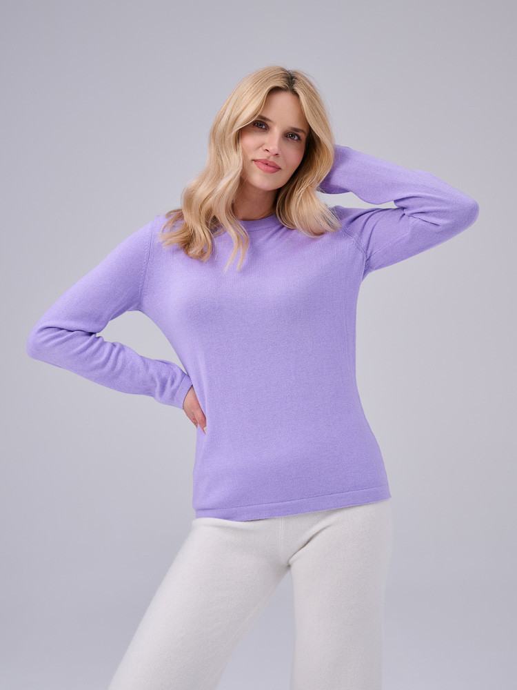 DAMEN-PULLOVER AUS SCHAFWOLLE IN FARBE LAVENDEL