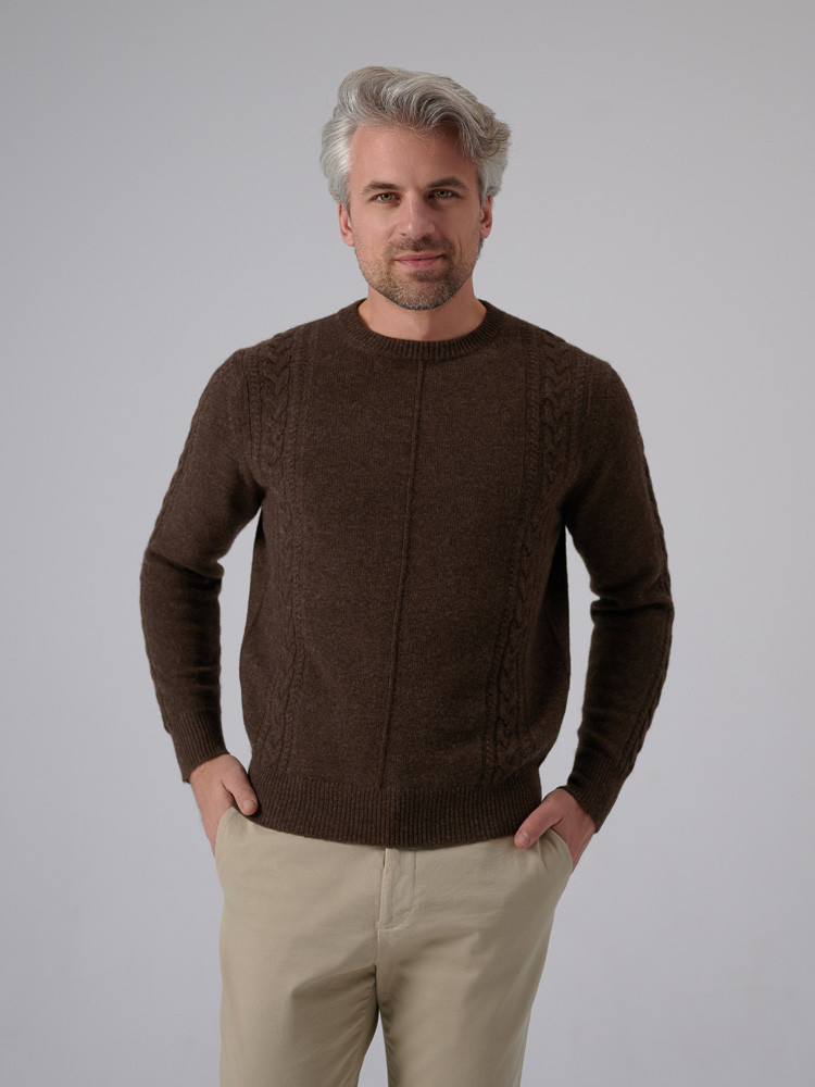 HERREN-PULLOVER AUS SCHAFWOLLE BRAUN