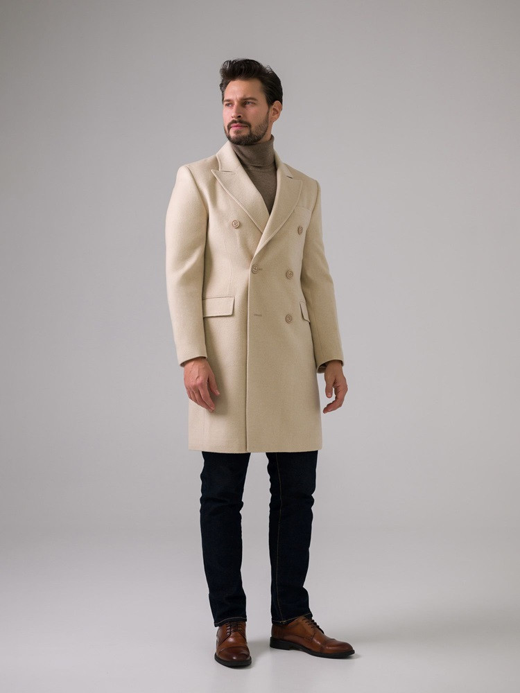 HERRENMANTEL AUS KASCHMIR HELLBEIGE