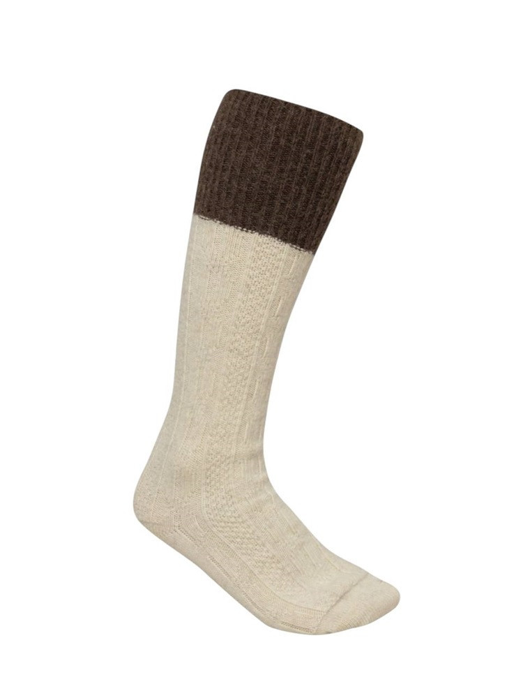 WOLL-KNIESTRÜMPFE 100% ECRU – BRAUN