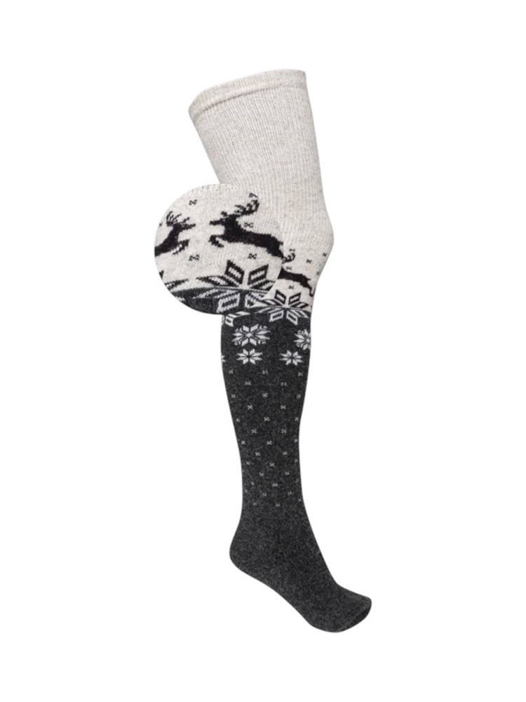 OVERKNEE-WOLLSTRÜMPFE GRAPHIT - ECRU