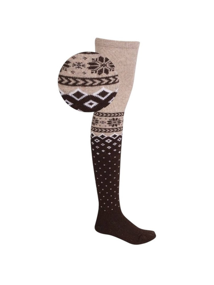 OVERKNEE-WOLLSTRÜMPFE BRAUN - BEIGE
