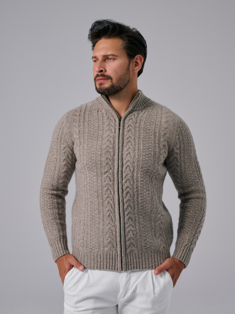 HERREN-PULLOVER AUS SCHAFWOLLE MIT REISSVERSCHLUSS