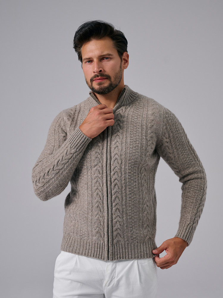 HERREN-PULLOVER AUS SCHAFWOLLE MIT REISSVERSCHLUSS