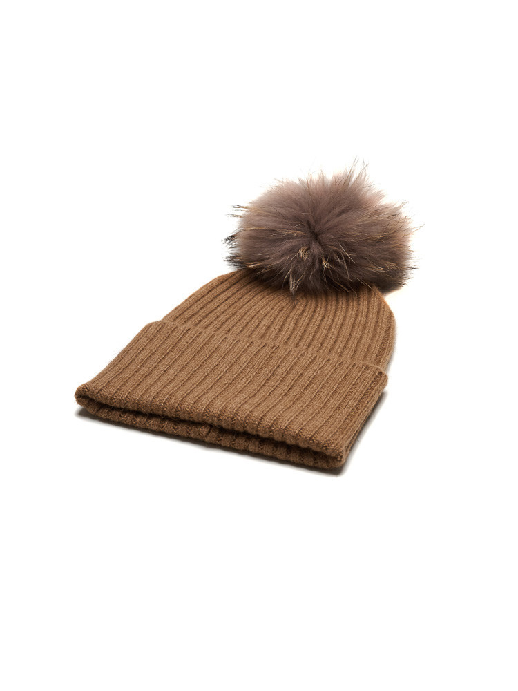MÜTZE AUS 100 % KAMELWOLLE MIT BOMMEL