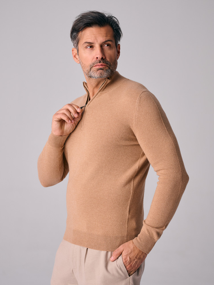 KASCHMIRPULLOVER MIT REISSVERSCHLUSS
