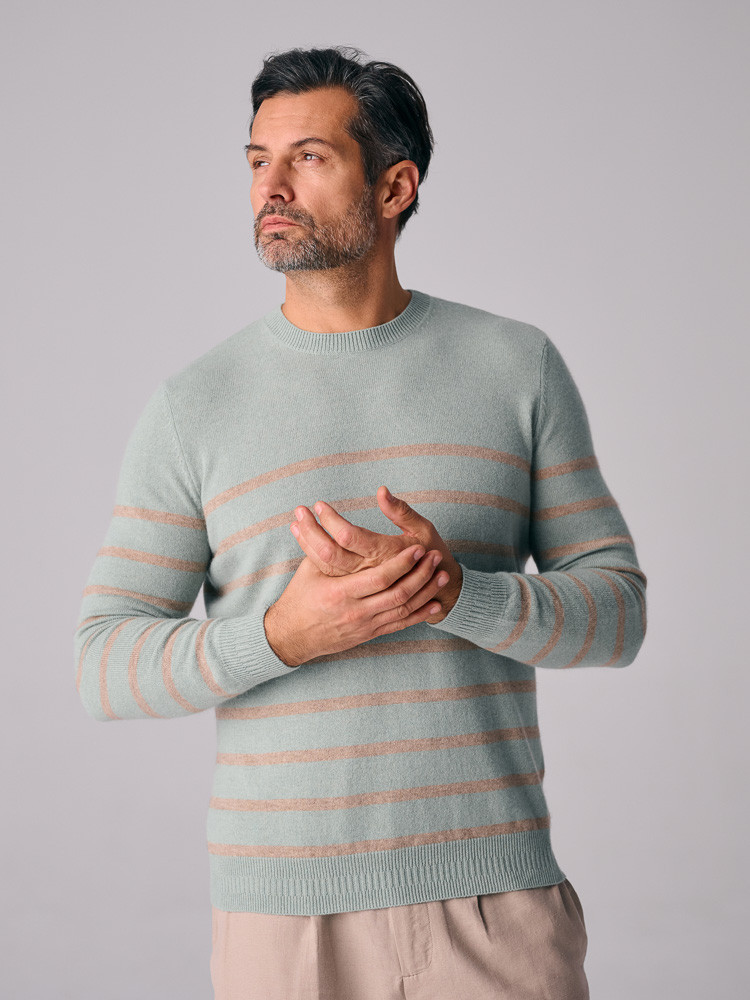 GESTREIFTER KASCHMIR-PULLOVER FÜR MÄNNER