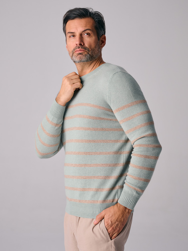 GESTREIFTER KASCHMIR-PULLOVER FÜR MÄNNER