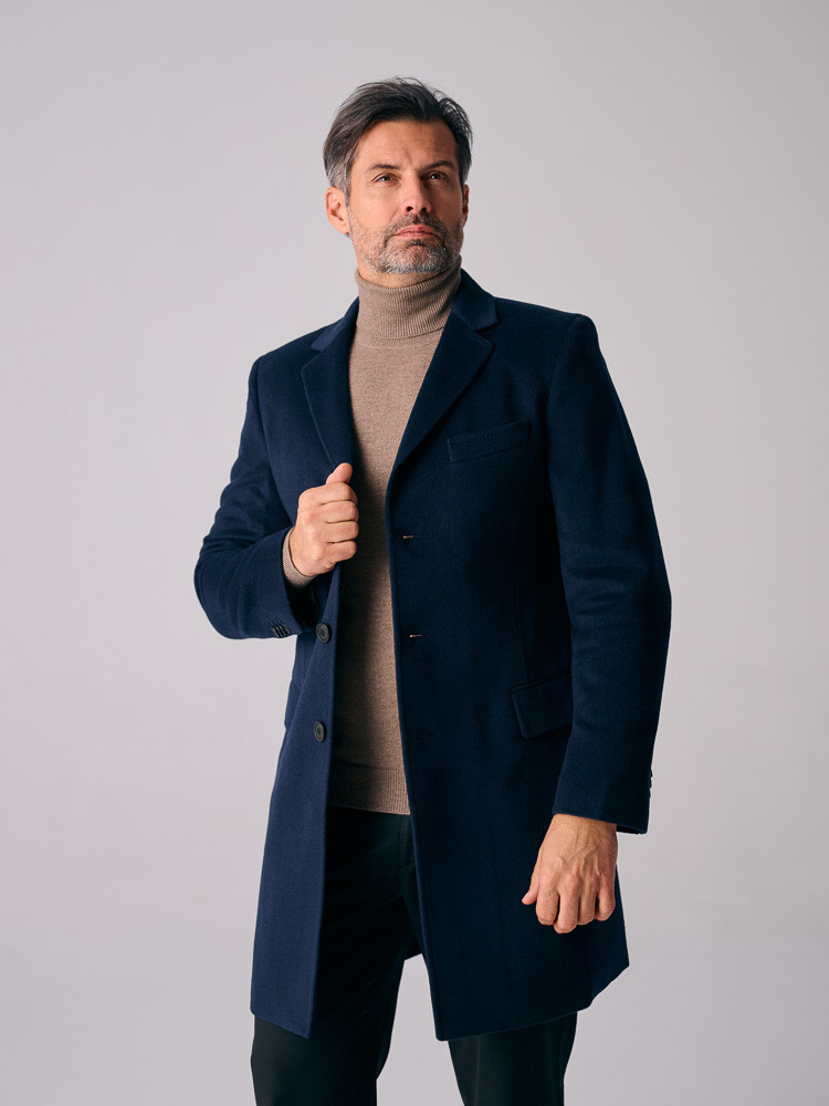 HERRENMANTEL AUS KASCHMIR NAVY BLAU