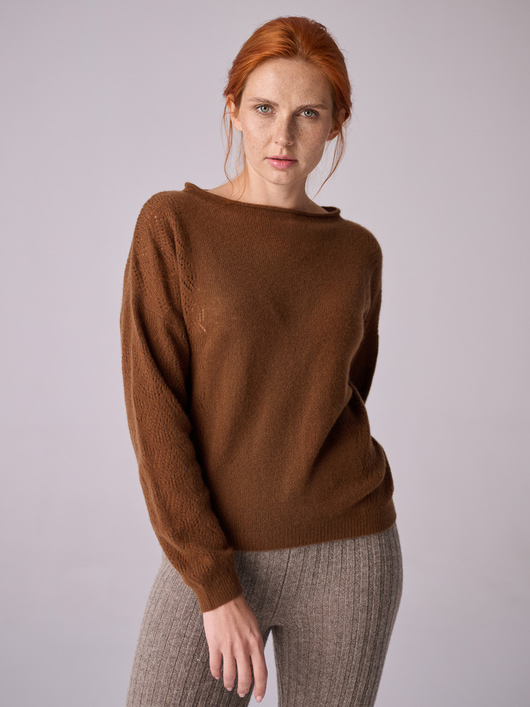 KASCHMIRPULLOVER MIT AJOURMUSTER