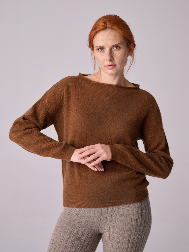 KASCHMIRPULLOVER MIT AJOURMUSTER