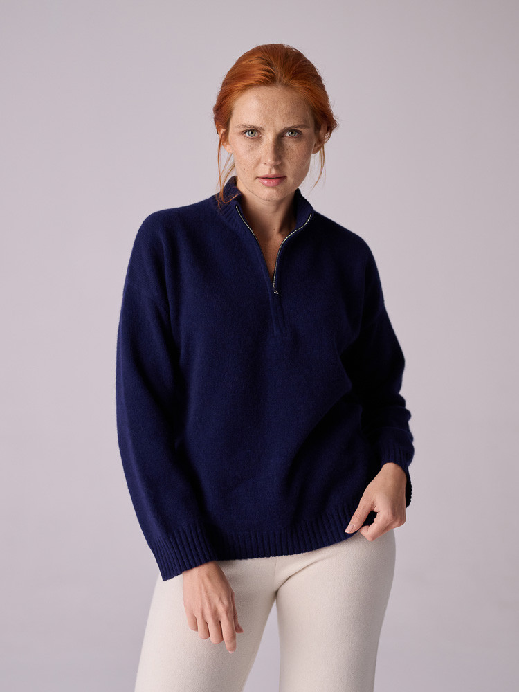 PULLOVER MIT HALBKRAGEN UND REISSVERSCHLUSS AUS YAKWOLLE