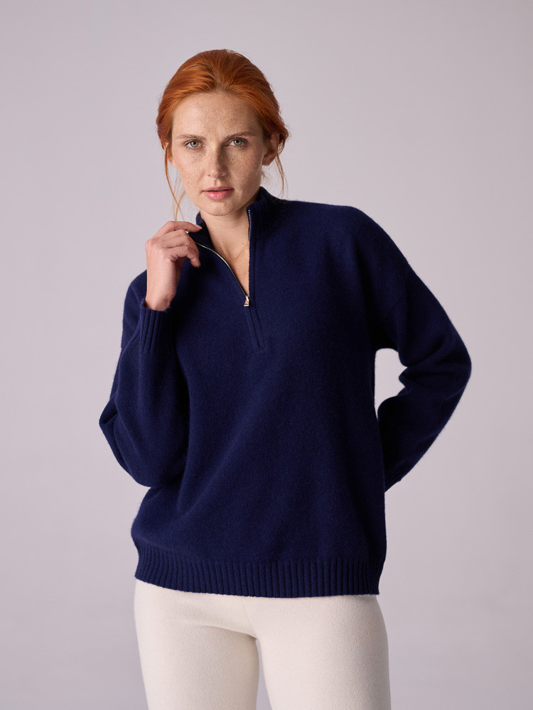PULLOVER MIT HALBKRAGEN UND REISSVERSCHLUSS AUS YAKWOLLE