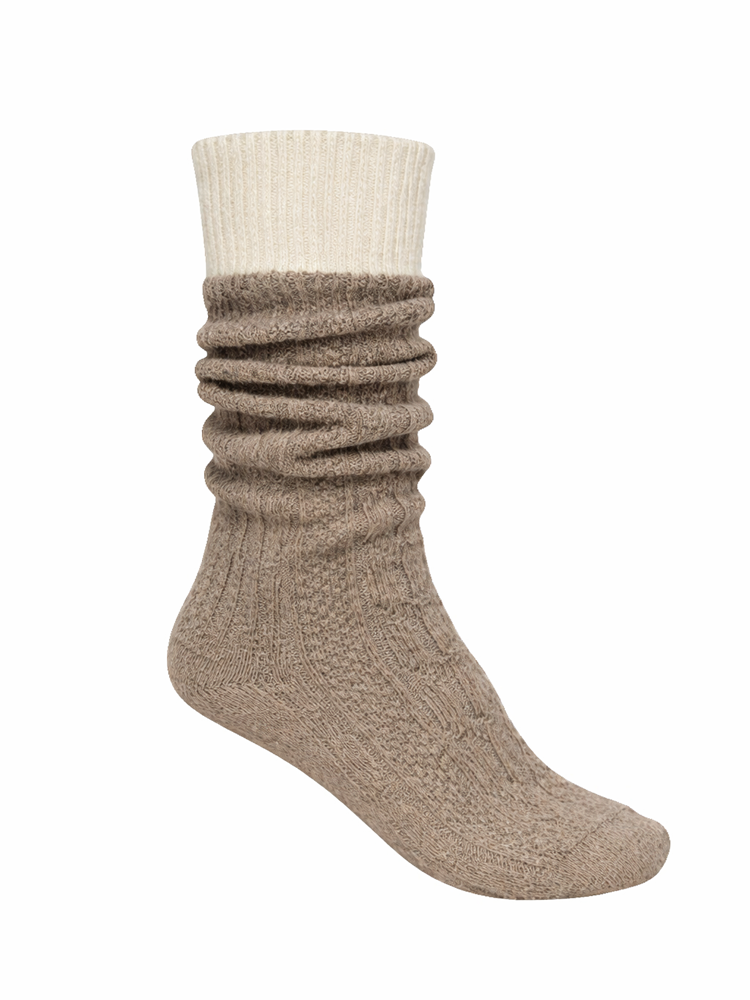 WOLL-KNIESTRÜMPFE 100% ECRU - BEIGE