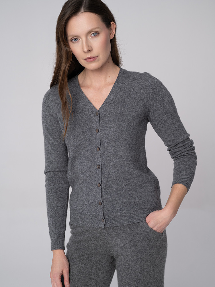 KASCHMIR-CARDIGAN MIT V-AUSSCHNITT
