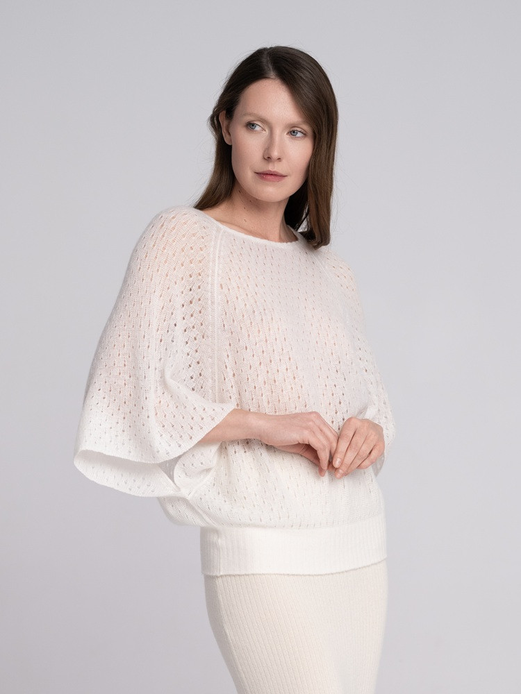 DURCHBROCHENE BLUSE AUS 100% KASCHMIR
