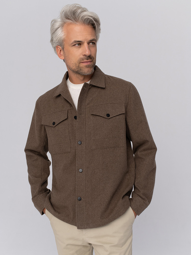 HEMDJACKE AUS YAKWOLLE IN BRAUN