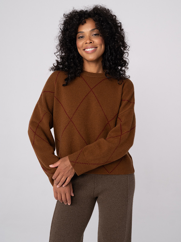 KASCHMIRPULLOVER MIT RAUTENMUSTER