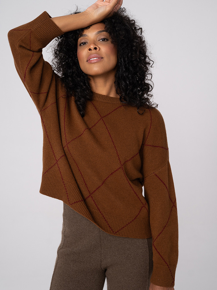 KASCHMIRPULLOVER MIT RAUTENMUSTER
