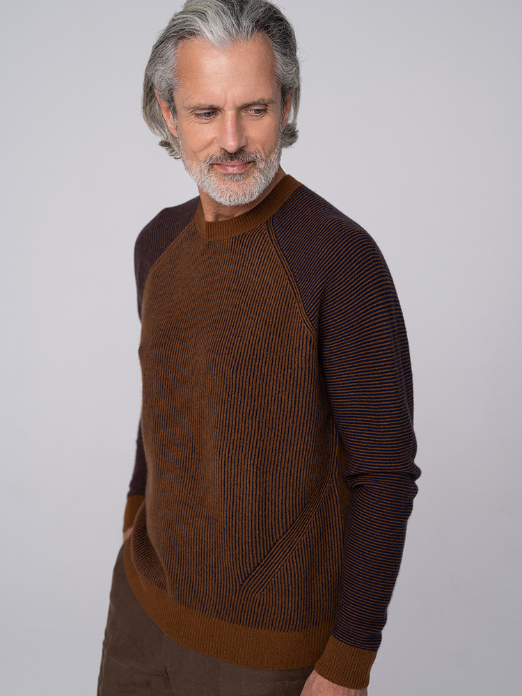 GERIPPTER KASCHMIR-ROLLKRAGENPULLOVER FÜR HERREN
